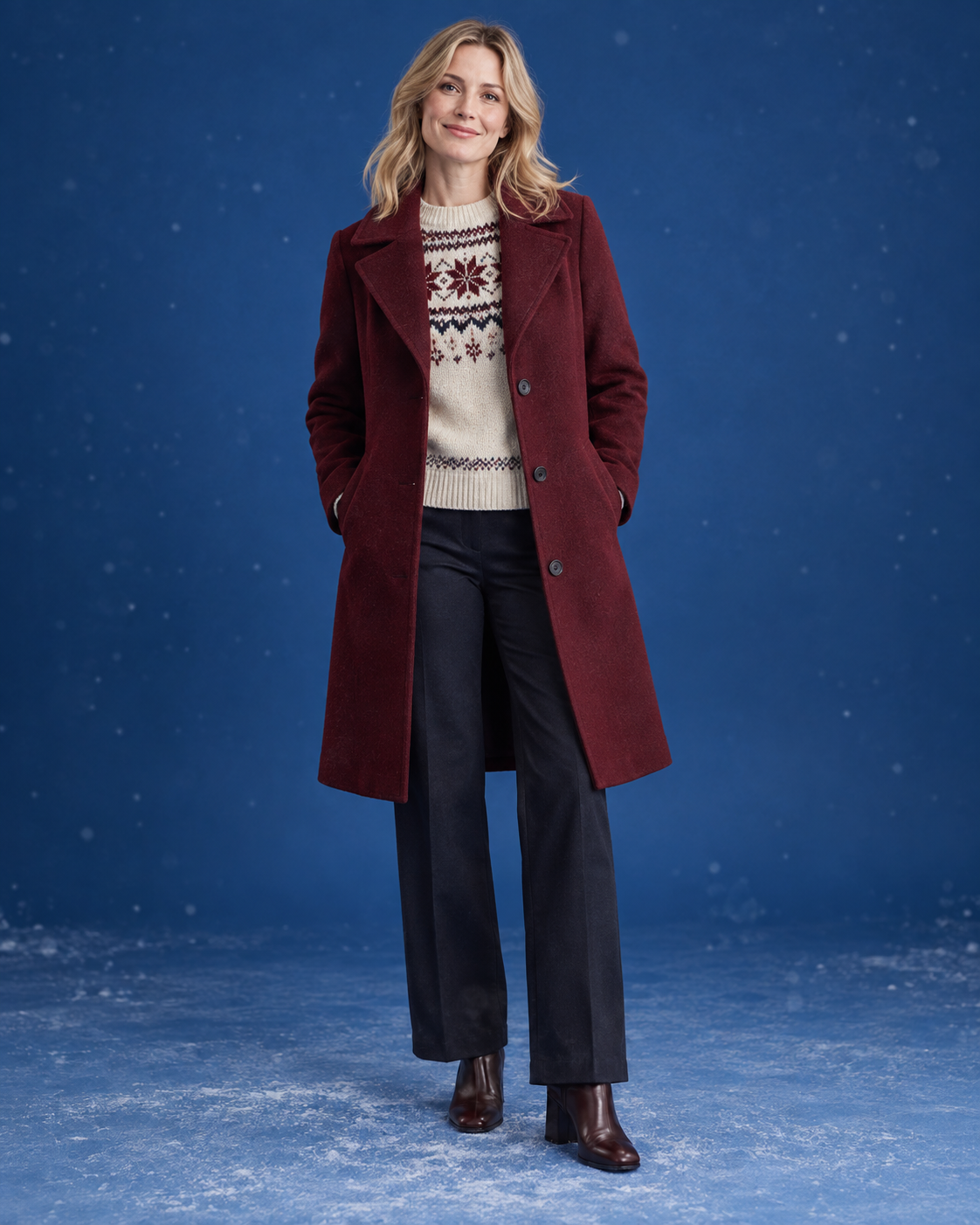 Burgundy Wool Wrap Coat